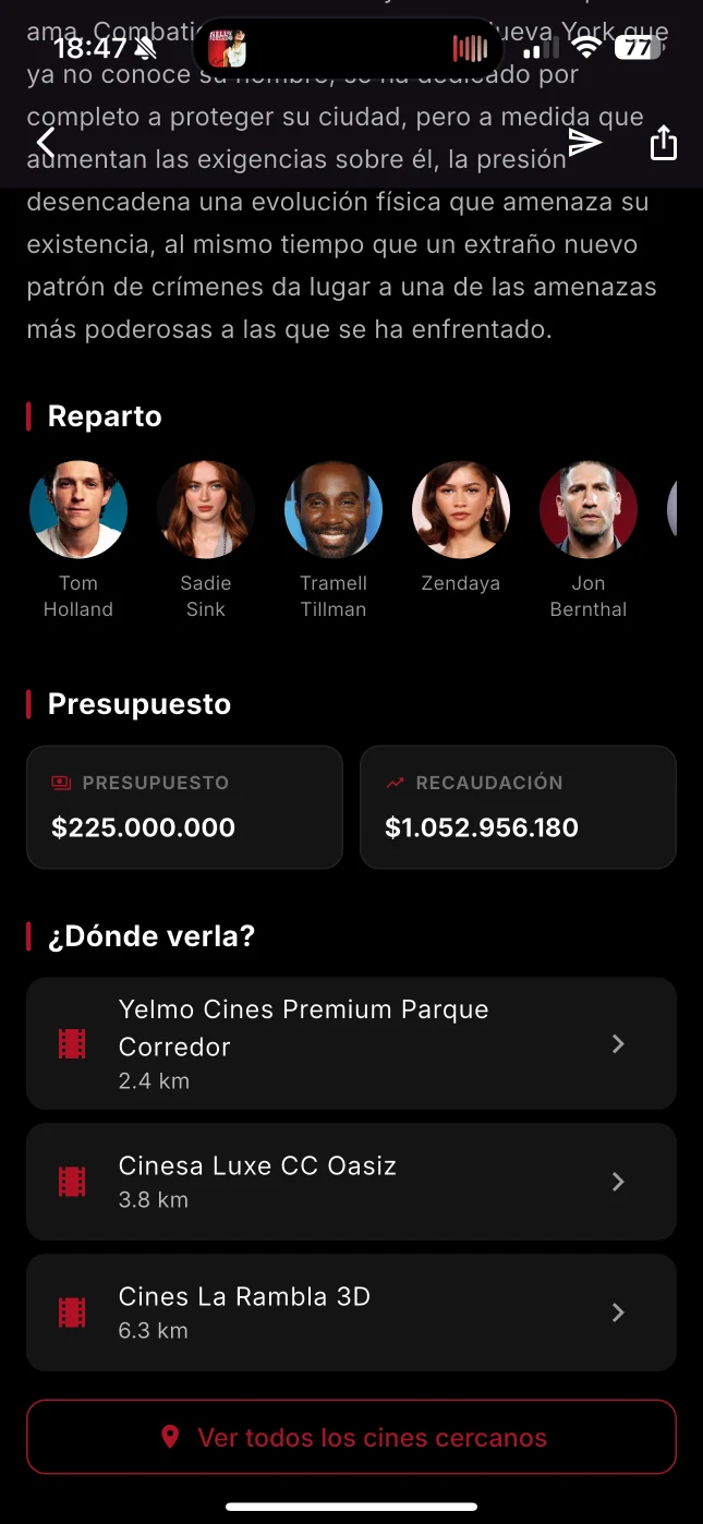 Detalles de una película en Red Carpet